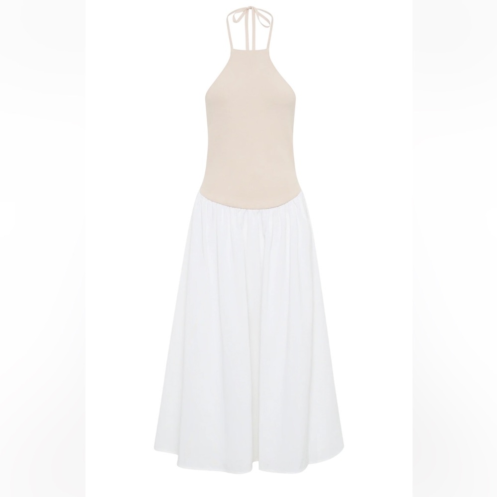 MESHKI Katie White Linen & Nude Knit Midi Dress - Picture 2 of 16
